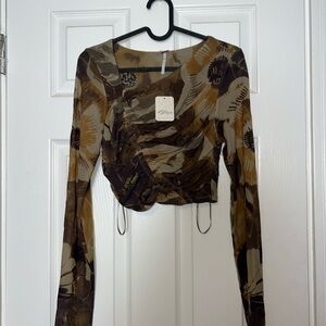 Stylish Long Sleeve Floral Top